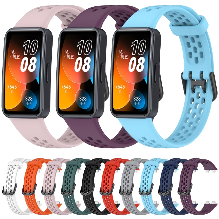For Huawei Band 10 / 9 / 8 Solid Color Breathable Silicone Watch Band(Grey)