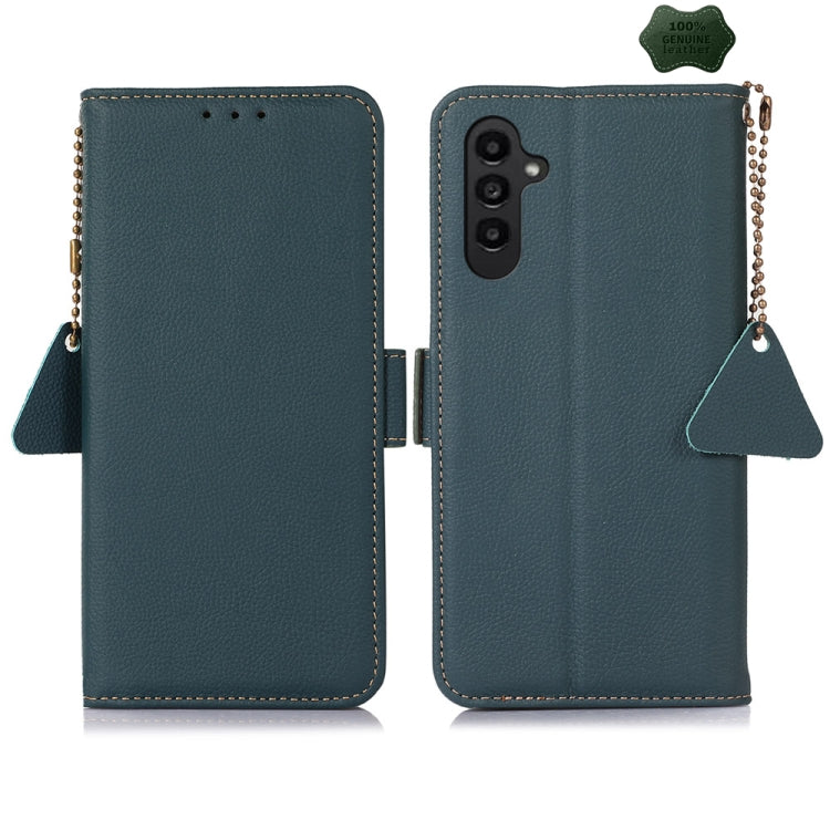 For Samsung Galaxy S24+ Side-Magnetic TJ Genuine Leather RFID Phone Case(Green)