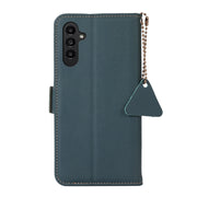 For Samsung Galaxy S24+ Side-Magnetic TJ Genuine Leather RFID Phone Case(Green)