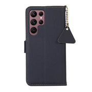 For Samsung Galaxy S24 Ultra Side-Magnetic TJ Genuine Leather RFID Phone Case(Blue)