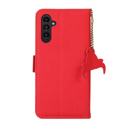 For Samsung Galaxy S24 Side-Magnetic TJ Genuine Leather RFID Phone Case(Red)