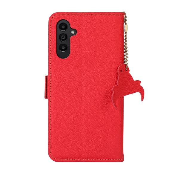 For Samsung Galaxy S24 Side-Magnetic TJ Genuine Leather RFID Phone Case(Red)