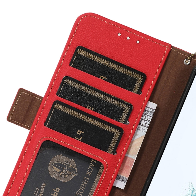 For Samsung Galaxy S24 Side-Magnetic TJ Genuine Leather RFID Phone Case(Red)