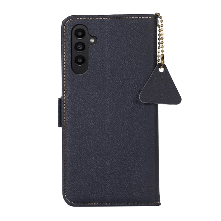 For Samsung Galaxy S24 Side-Magnetic TJ Genuine Leather RFID Phone Case(Blue)
