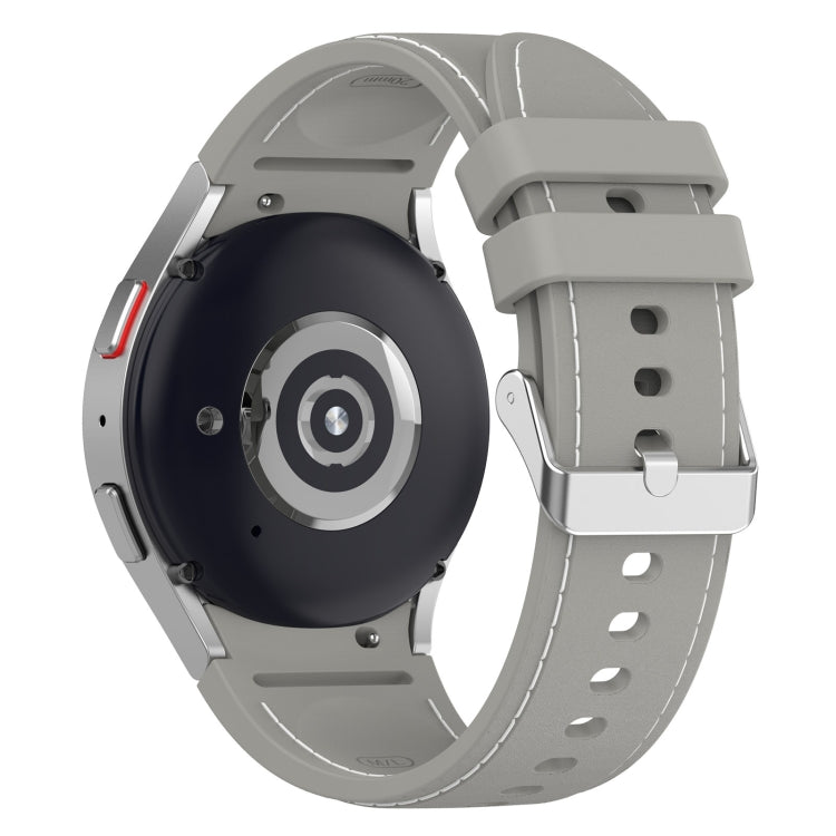 For Samsung Galaxy Watch 6 / 6 Classic Leather Silicone Watch Band(Grey)