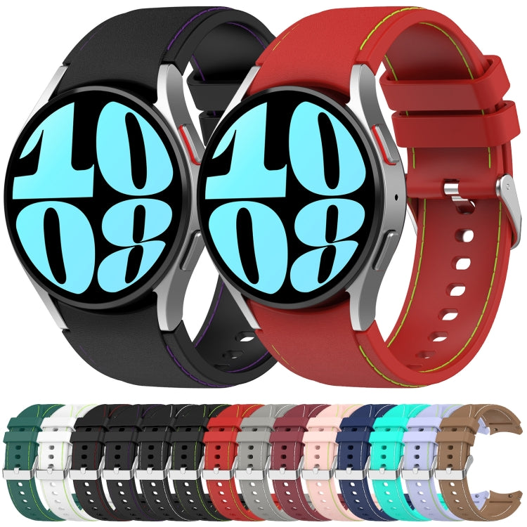 For Samsung Galaxy Watch 6 / 6 Classic Leather Silicone Watch Band(Grey)