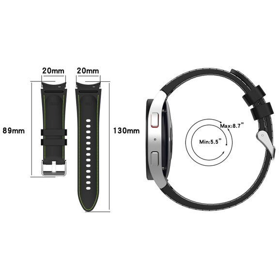 For Samsung Galaxy Watch 6 / 6 Classic Leather Silicone Watch Band(Black+White)