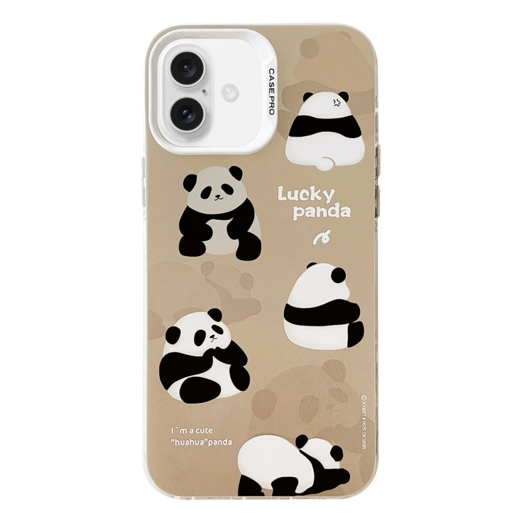 For iPhone 16 Electroplated Silver Series PC Protective Phone Case(Brown Panda)