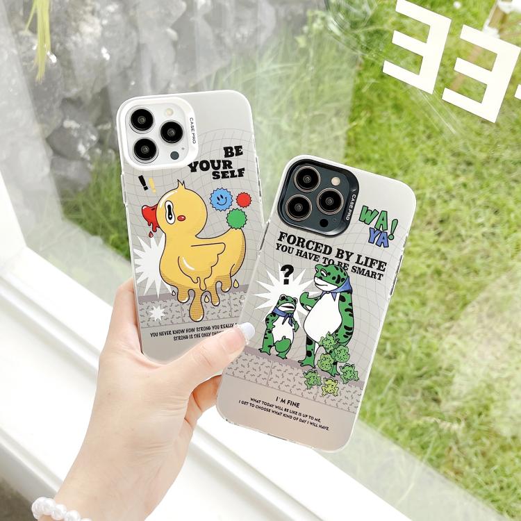For iPhone 16 Pro Electroplated Silver Series PC Protective Phone Case(Cartoon)