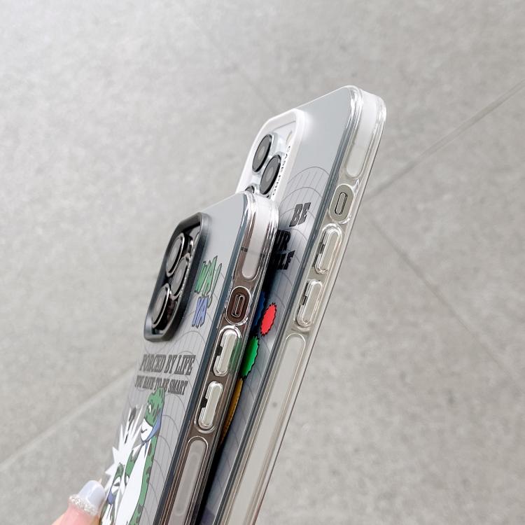For iPhone 16 Pro Electroplated Silver Series PC Protective Phone Case(Cartoon)