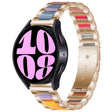 For Samsung Galaxy Watch 6 / 6 Classic Three Bead Resin Metal Watch Band(Rose Gold Rainbow) - free shipping - PMC TechLife - Order now!