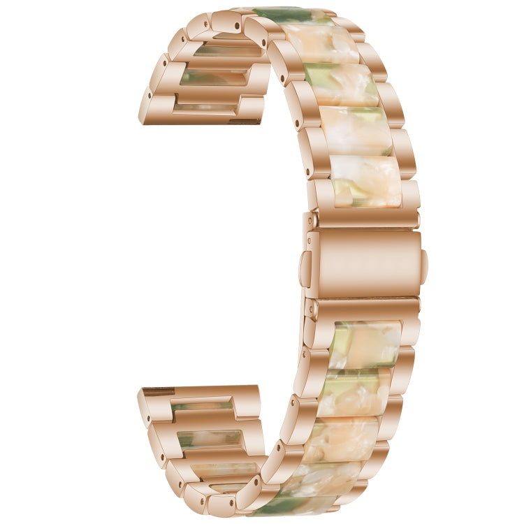 For Samsung Galaxy Watch 6 / 6 Classic Three Bead Resin Metal Watch Band(Rose Gold Green)