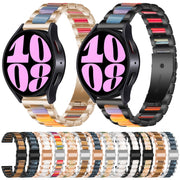 For Samsung Galaxy Watch 6 / 6 Classic Three Bead Resin Metal Watch Band(Silver White)