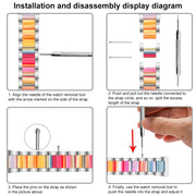For Samsung Galaxy Watch 6 / 6 Classic Three Bead Resin Metal Watch Band(Rose Gold White)