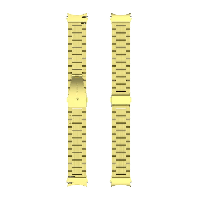 For Samsung Galaxy Watch 6 / 6 Classic Three Bead Stainless Steel Watch Band(Gold)