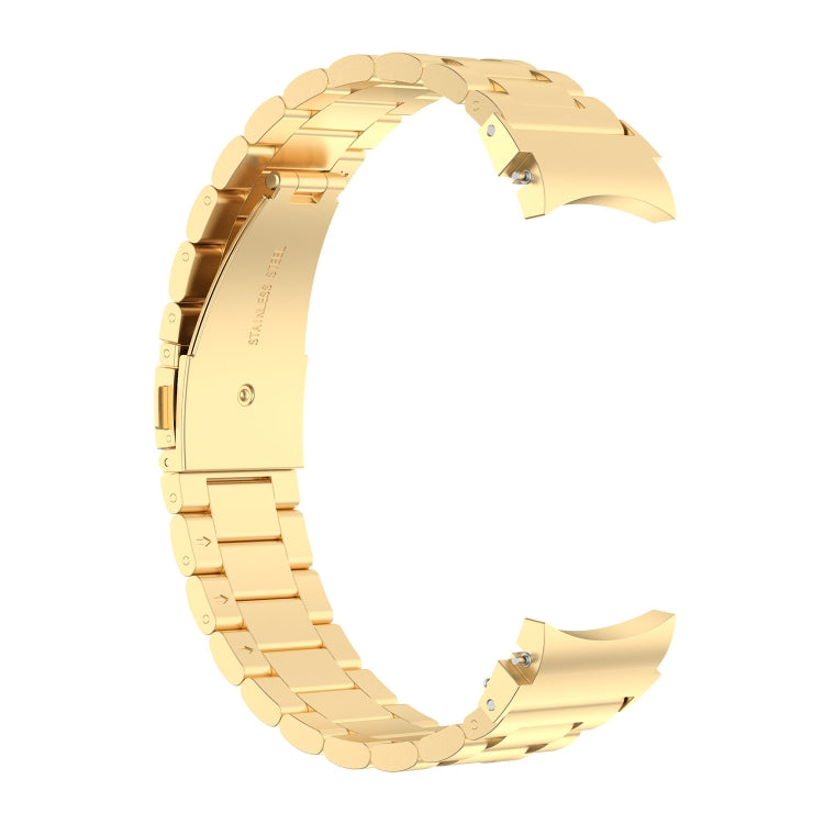 For Samsung Galaxy Watch 6 / 6 Classic Three Bead Stainless Steel Watch Band(Bright Gold)