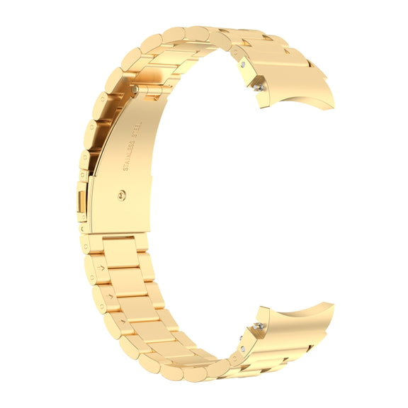 For Samsung Galaxy Watch 6 / 6 Classic Three Bead Stainless Steel Watch Band(Bright Gold)