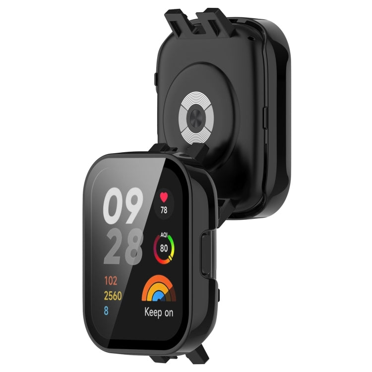 For Redmi Watch 3 Lite / Redmi Watch 3 Active PC + Tempered Film Integrated Watch Protective Case(Black)