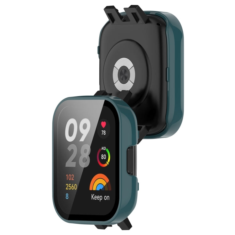 For Redmi Watch 3 Lite / Redmi Watch 3 Active PC + Tempered Film Integrated Watch Protective Case(Pine Green)