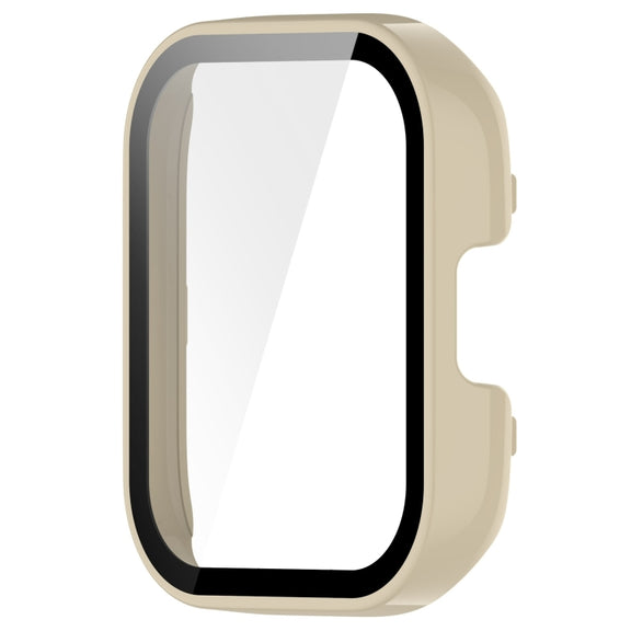 For Redmi Watch 3 Lite / Redmi Watch 3 Active PC + Tempered Film Integrated Watch Protective Case(Ivory White)