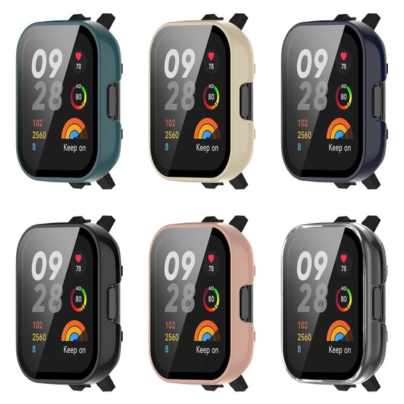 For Xiaomi Mi Watch Lite 3 PC + Tempered Film Integrated Watch Protective Case(Black)