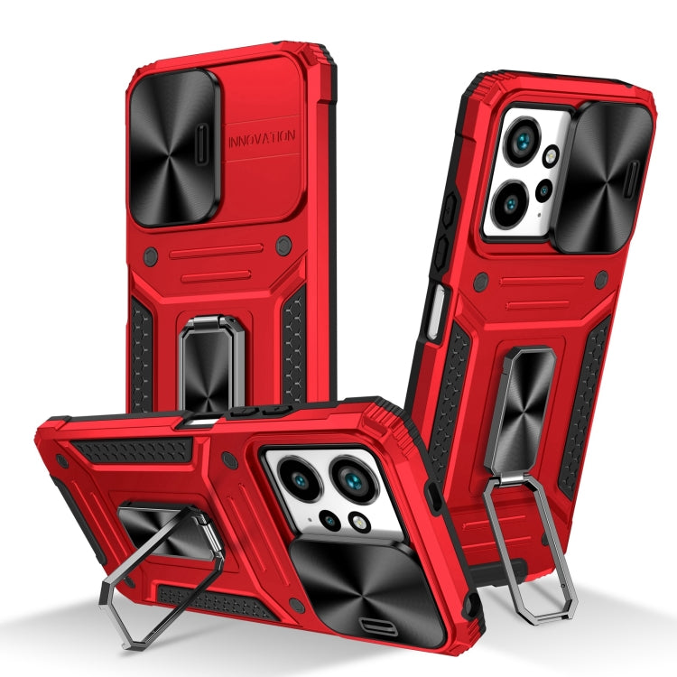 For Redmi Note 12 4G / 5G Global Camshield Robot TPU Hybrid PC Phone Case(Red)