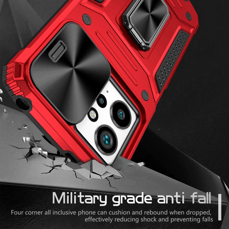 For Redmi Note 12 4G / 5G Global Camshield Robot TPU Hybrid PC Phone Case(Red)