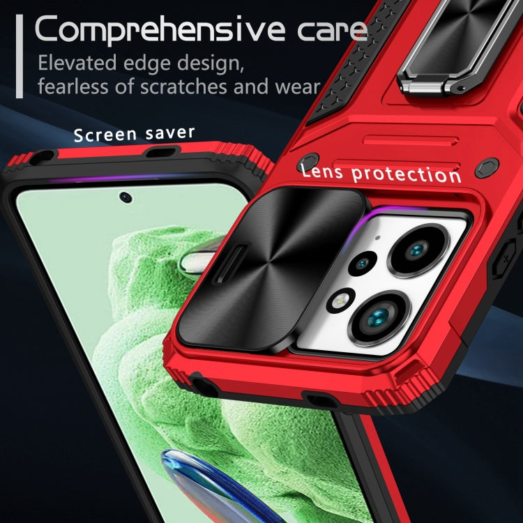 For Redmi Note 12 4G / 5G Global Camshield Robot TPU Hybrid PC Phone Case(Red)