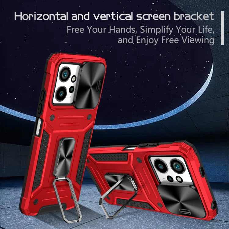 For Redmi Note 12 4G / 5G Global Camshield Robot TPU Hybrid PC Phone Case(Red)