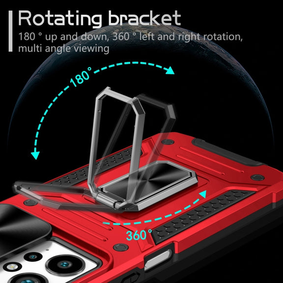 For Redmi Note 12 4G / 5G Global Camshield Robot TPU Hybrid PC Phone Case(Red)