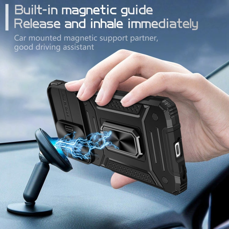 For Redmi Note 12 Pro Global Camshield Robot TPU Hybrid PC Phone Case(Black)