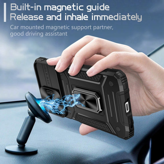 For Redmi Note 12 Pro Global Camshield Robot TPU Hybrid PC Phone Case(Black)