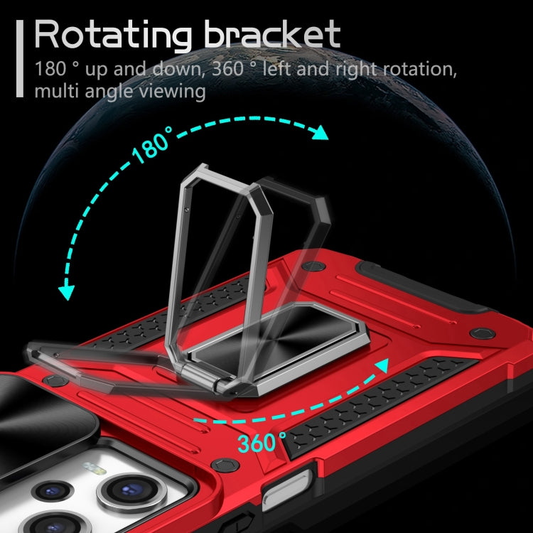 For Redmi Note 12 Pro Global Camshield Robot TPU Hybrid PC Phone Case(Red)