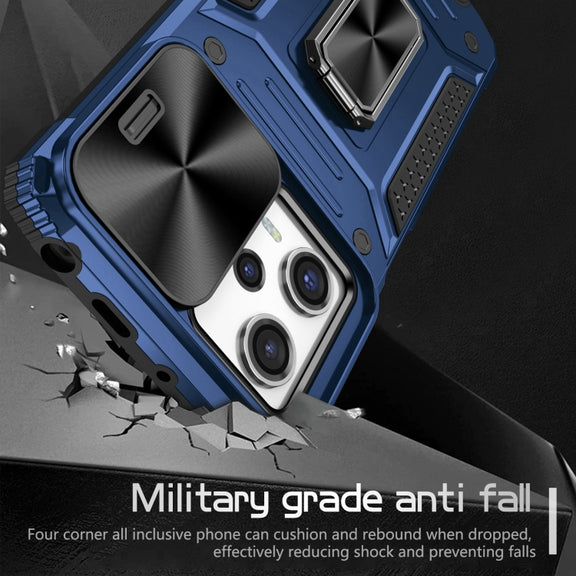 For Redmi Note 12 Pro Global Camshield Robot TPU Hybrid PC Phone Case(Blue)
