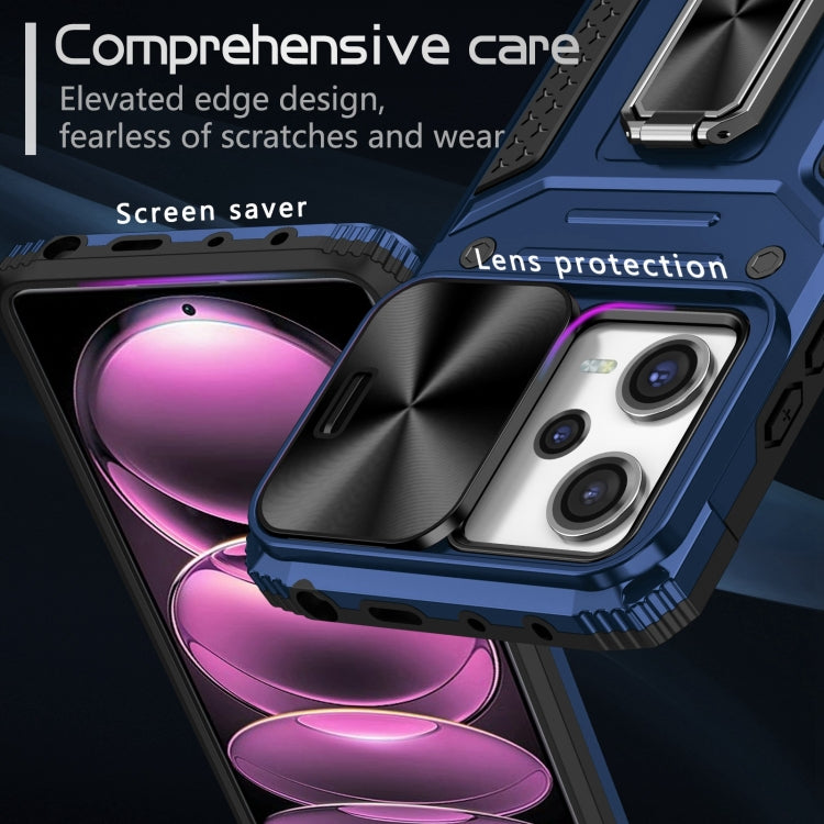 For Redmi Note 12 Pro Global Camshield Robot TPU Hybrid PC Phone Case(Blue)