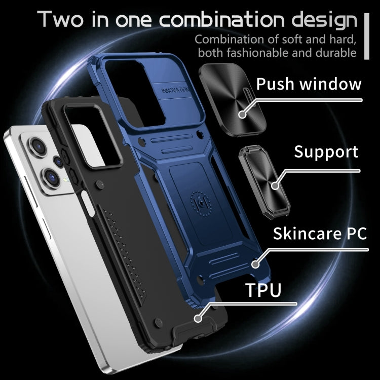 For Redmi Note 12 Pro Global Camshield Robot TPU Hybrid PC Phone Case(Blue)
