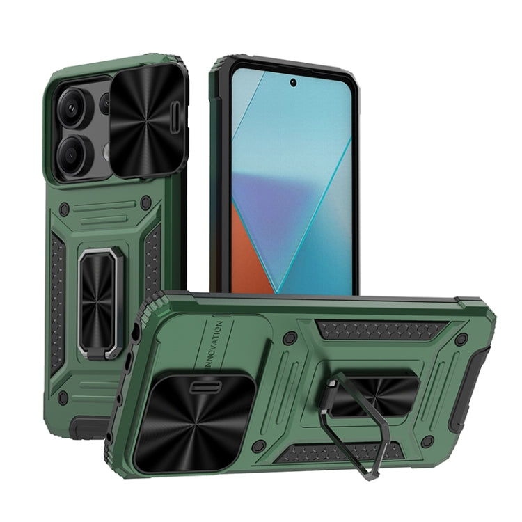 For Xiaomi Redmi Note 13 Pro 5G Camshield Robot TPU Hybrid PC Phone Case(Green)