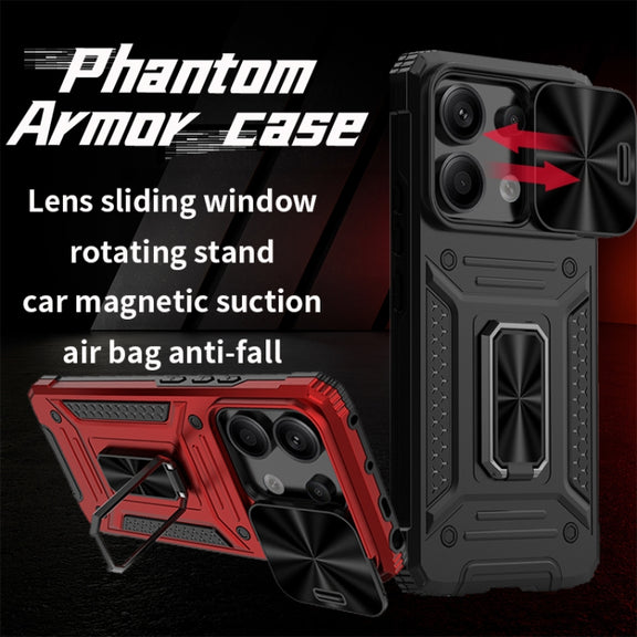 For Xiaomi Redmi Note 13 Pro 5G Camshield Robot TPU Hybrid PC Phone Case(Green)