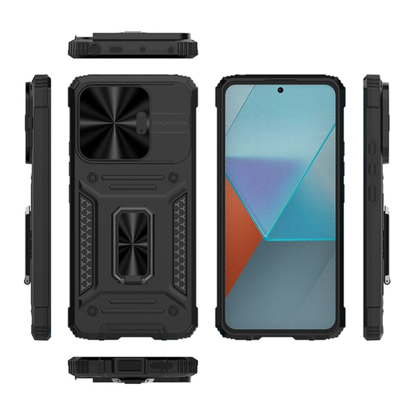 For Xiaomi Redmi Note 13 Pro 5G Camshield Robot TPU Hybrid PC Phone Case(Green)