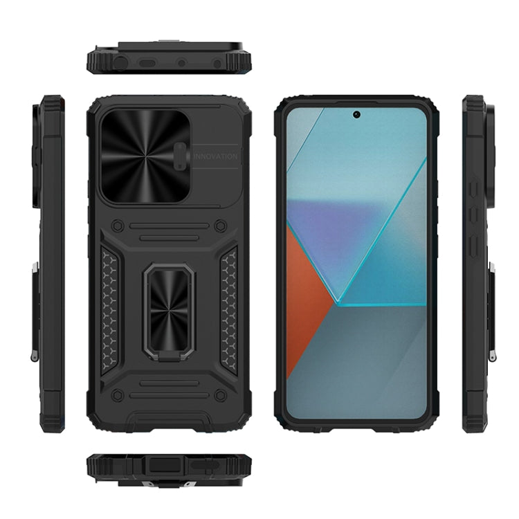 For Xiaomi Redmi Note 13 Pro 5G Camshield Robot TPU Hybrid PC Phone Case(Green)