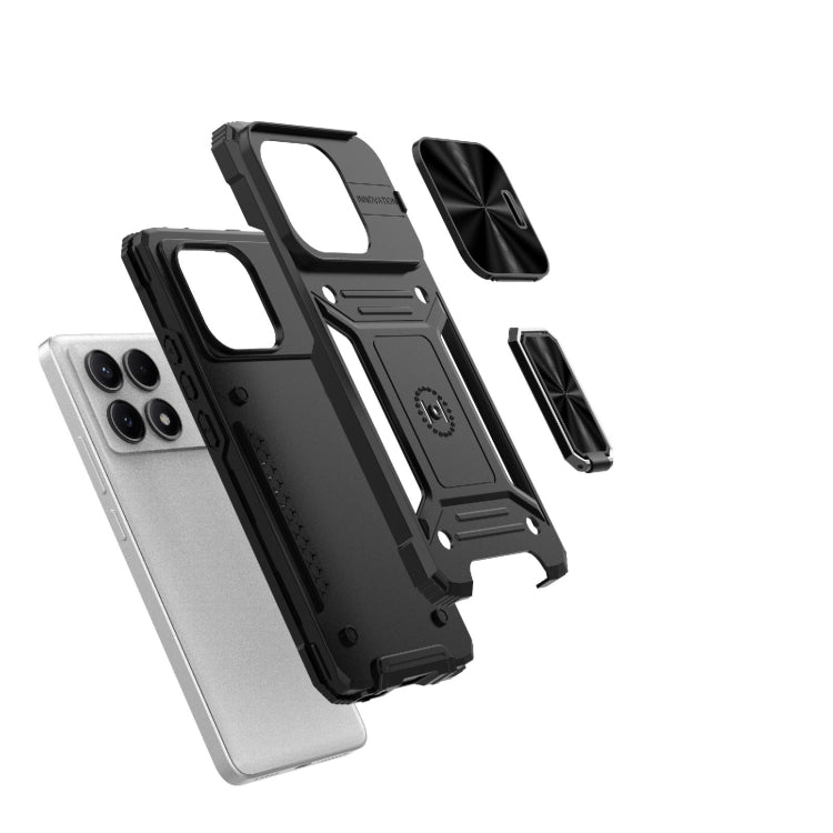 For Xiaomi Redmi K70E 5G Camshield Robot TPU Hybrid PC Phone Case(Black)