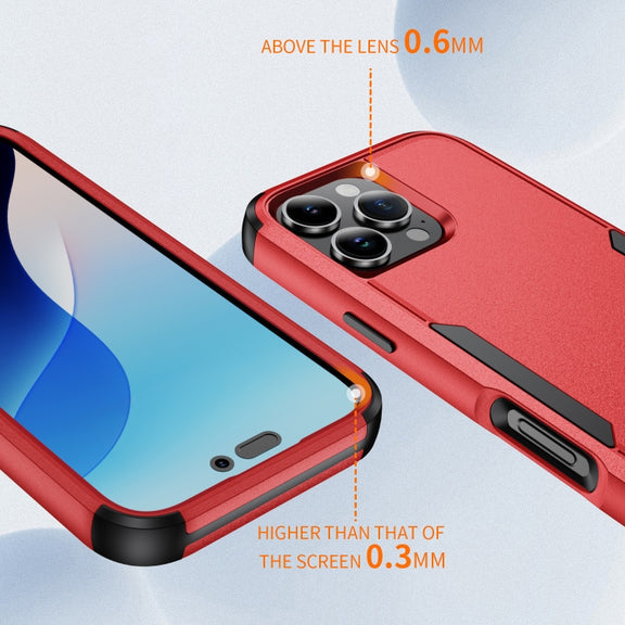For iPhone 16 Pro Max Commuter Shockproof TPU + PC Phone Case(Red+Black)