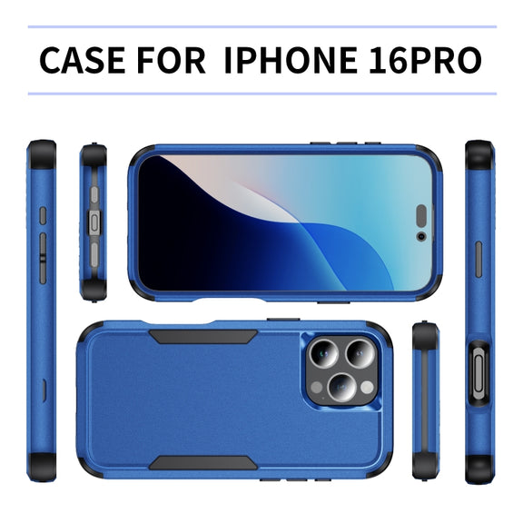 For iPhone 16 Pro Commuter Shockproof TPU + PC Phone Case(Royal Blue+Black)