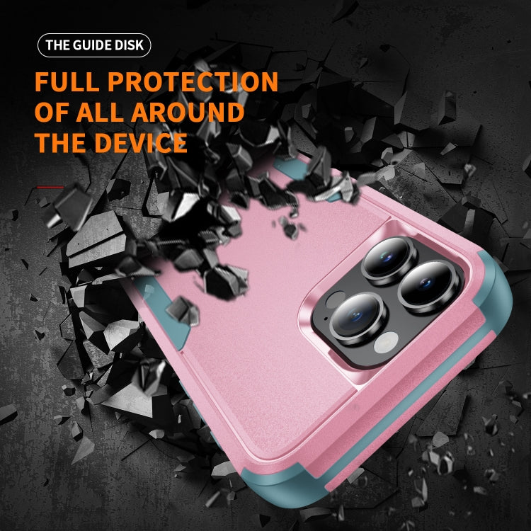 For iPhone 16 Pro Commuter Shockproof TPU + PC Phone Case(Pink+Grey Green)