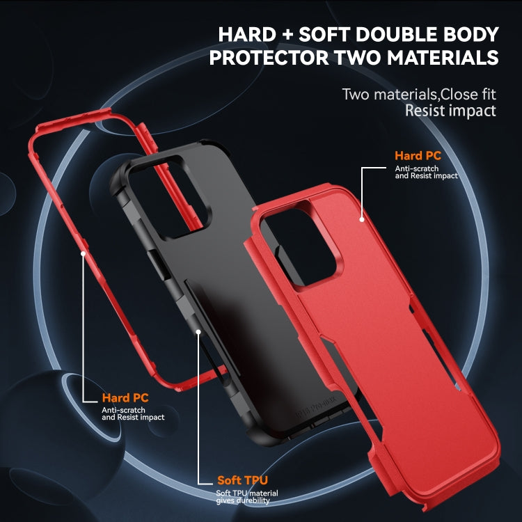 For iPhone 16 Pro Commuter Shockproof TPU + PC Phone Case(Red+Black)