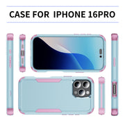 For iPhone 16 Pro Commuter Shockproof TPU + PC Phone Case(Grey Green+Pink)