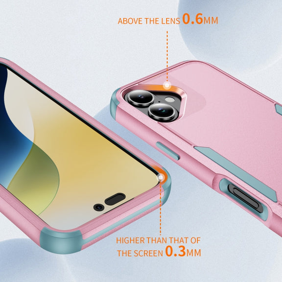 For iPhone 16 Plus Commuter Shockproof TPU + PC Phone Case(Pink+Grey Green)
