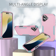 For iPhone 16 Plus Commuter Shockproof TPU + PC Phone Case(Pink+Grey Green)