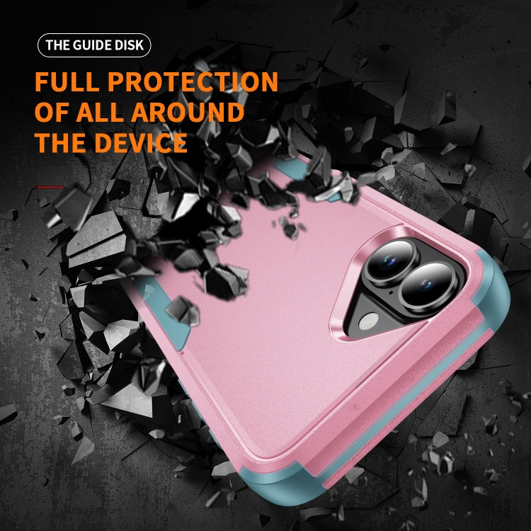 For iPhone 16 Plus Commuter Shockproof TPU + PC Phone Case(Pink+Grey Green)