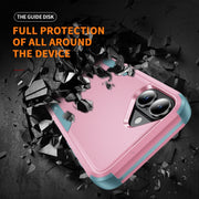 For iPhone 16 Plus Commuter Shockproof TPU + PC Phone Case(Pink+Grey Green)
